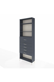 Arges Dolap 3 Raflı 5 Çekmeceli 88x30x243 Antrasit-Antrasit