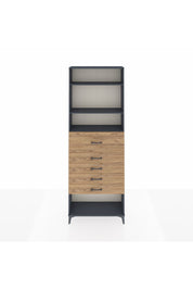 Arges Dolap 3 Raflı 5 Çekmeceli 88x30x243 Antrasit-Çam