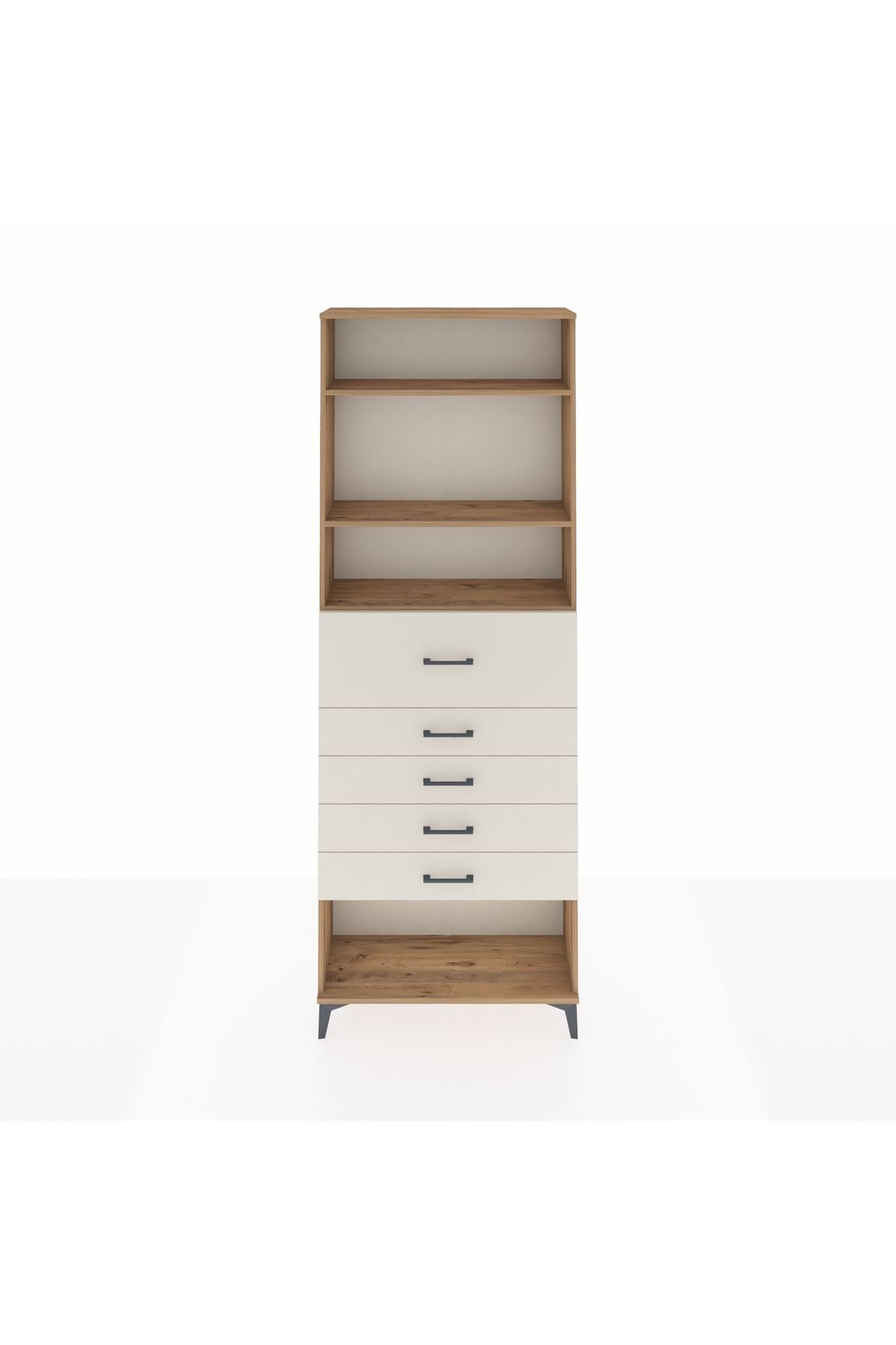 Arges Dolap 3 Raflı 5 Çekmeceli 88x30x243 Çam-Aytaşı