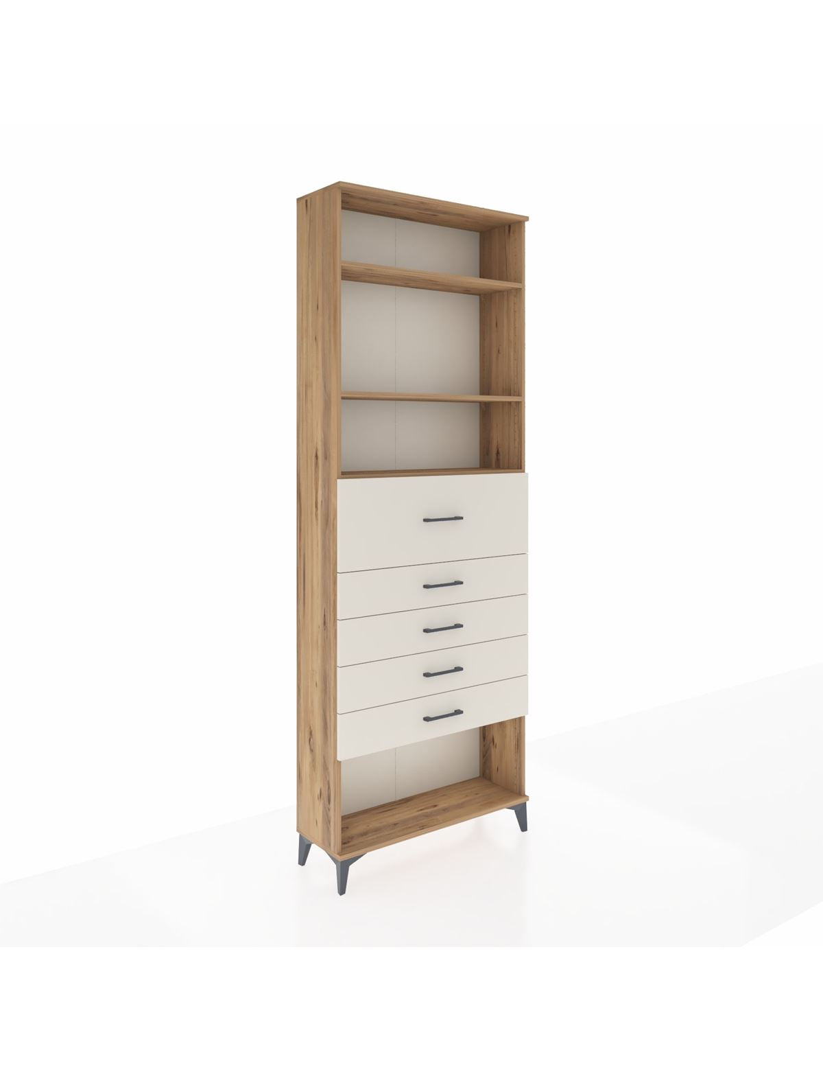 Arges Dolap 3 Raflı 5 Çekmeceli 88x30x243 Çam-Aytaşı