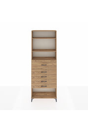 Arges Dolap 3 Raflı 5 Çekmeceli 88x30x243 Çam-Çam