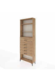 Arges Dolap 3 Raflı 5 Çekmeceli 88x30x243 Çam-Çam