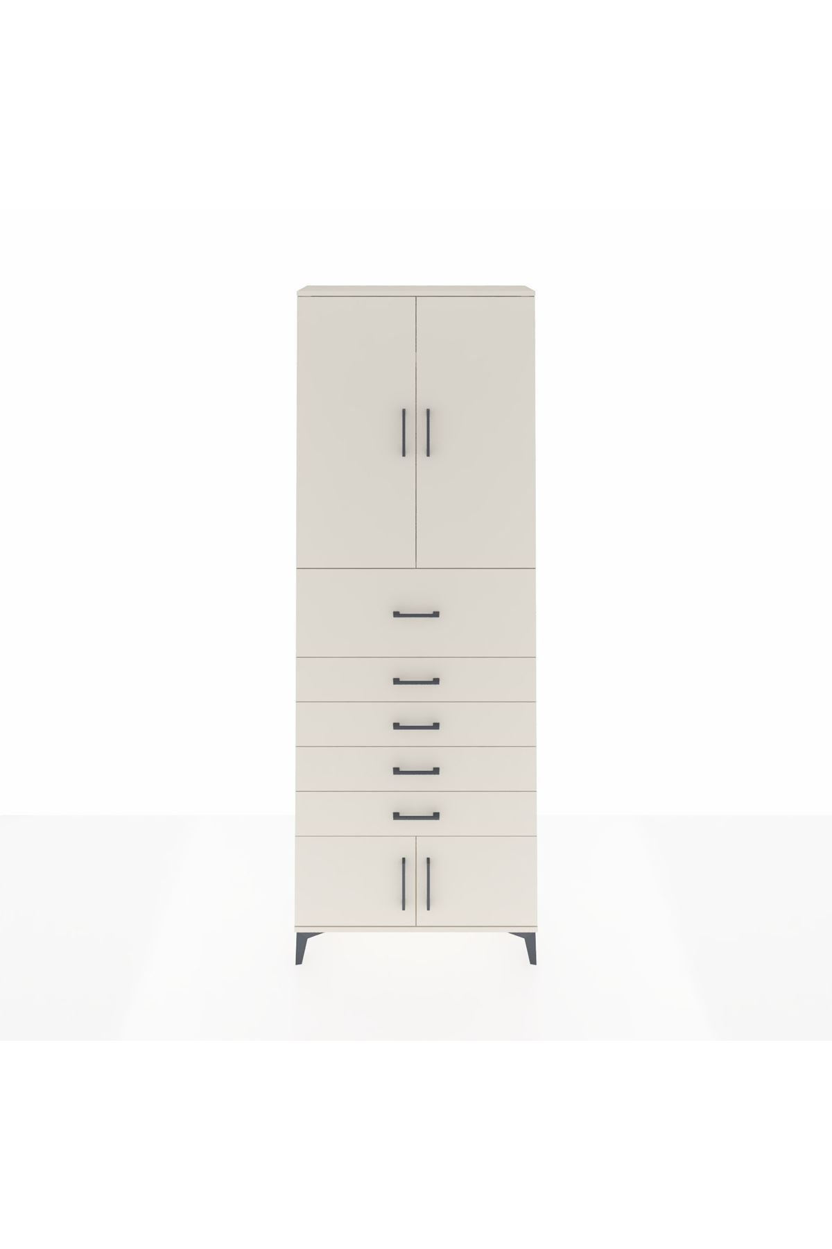 Arges Dolap 3 Raflı 5 Çekmeceli 4 Kapaklı 88x30x243 Aytaşı-Aytaşı