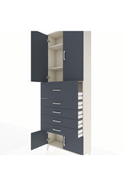 Arges Dolap 3 Raflı 5 Çekmeceli 4 Kapaklı 88x30x243 Aytaşı-Antrasit