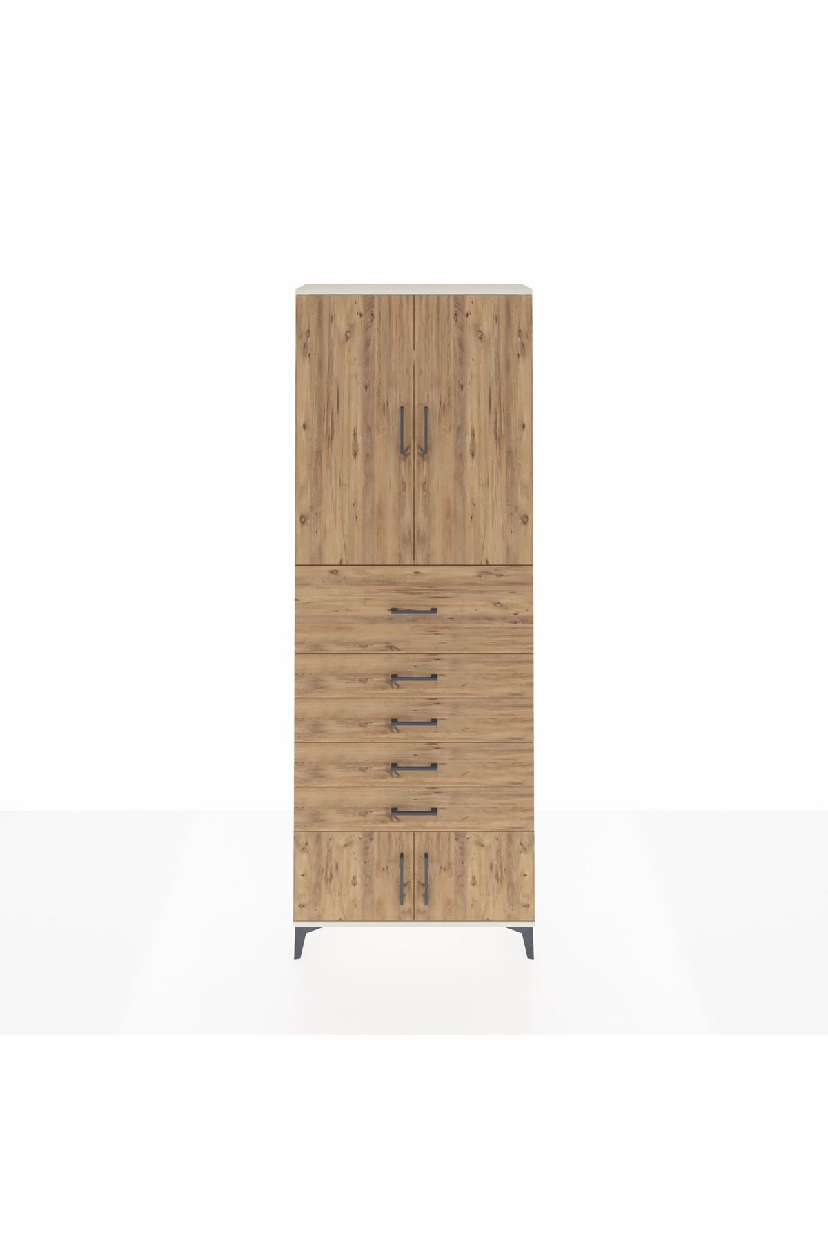 Arges Dolap 3 Raflı 5 Çekmeceli 4 Kapaklı 88x30x243 Aytaşı-Çam