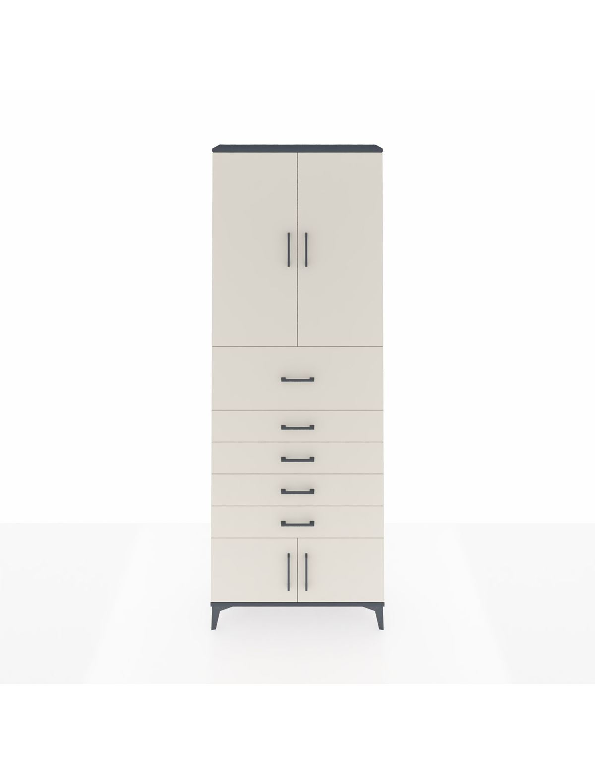 Arges Dolap 3 Raflı 5 Çekmeceli 4 Kapaklı 88x30x243 Antrasit-Aytaşı