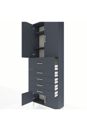 Arges Dolap 3 Raflı 5 Çekmeceli 4 Kapaklı 88x30x243 Antrasit-Antrasit