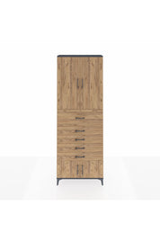 Arges Dolap 3 Raflı 5 Çekmeceli 4 Kapaklı 88x30x243 Antrasit-Çam