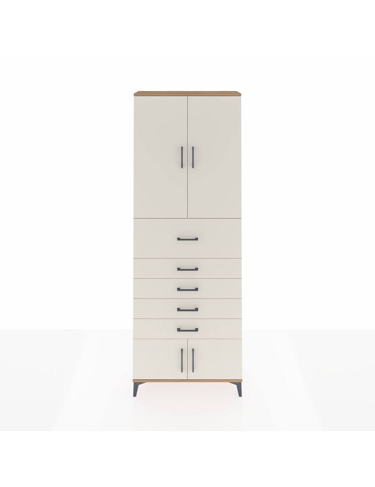 Arges Dolap 3 Raflı 5 Çekmeceli 4 Kapaklı 88x30x243 Çam-Aytaşı