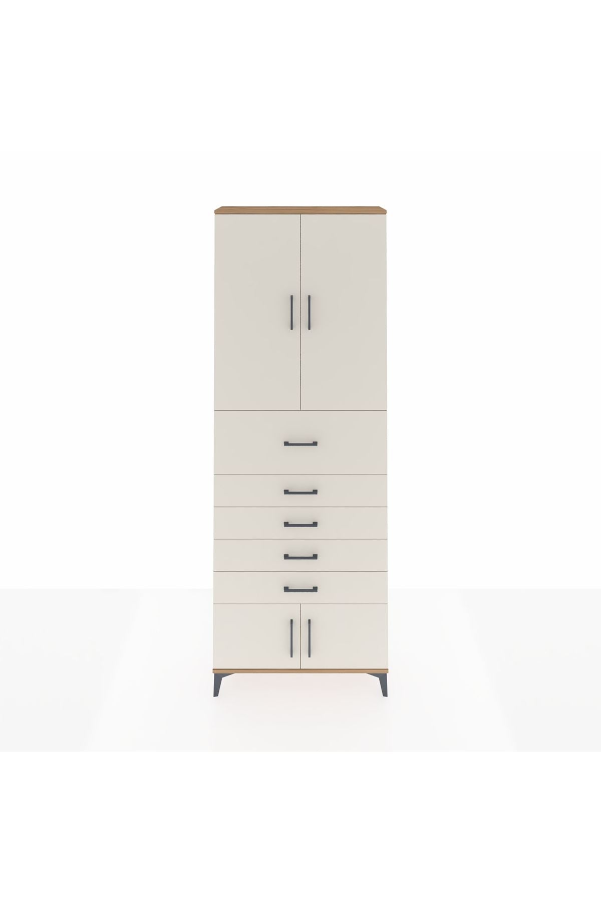 Arges Dolap 3 Raflı 5 Çekmeceli 4 Kapaklı 88x30x243 Çam-Aytaşı