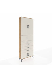 Arges Dolap 3 Raflı 5 Çekmeceli 4 Kapaklı 88x30x243 Çam-Aytaşı
