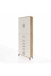 Arges Dolap 3 Raflı 5 Çekmeceli 4 Kapaklı 88x30x243 Çam-Aytaşı