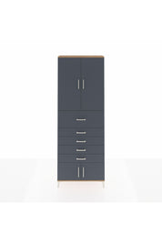 Arges Dolap 3 Raflı 5 Çekmeceli 4 Kapaklı 88x30x243 Çam-Antrasit