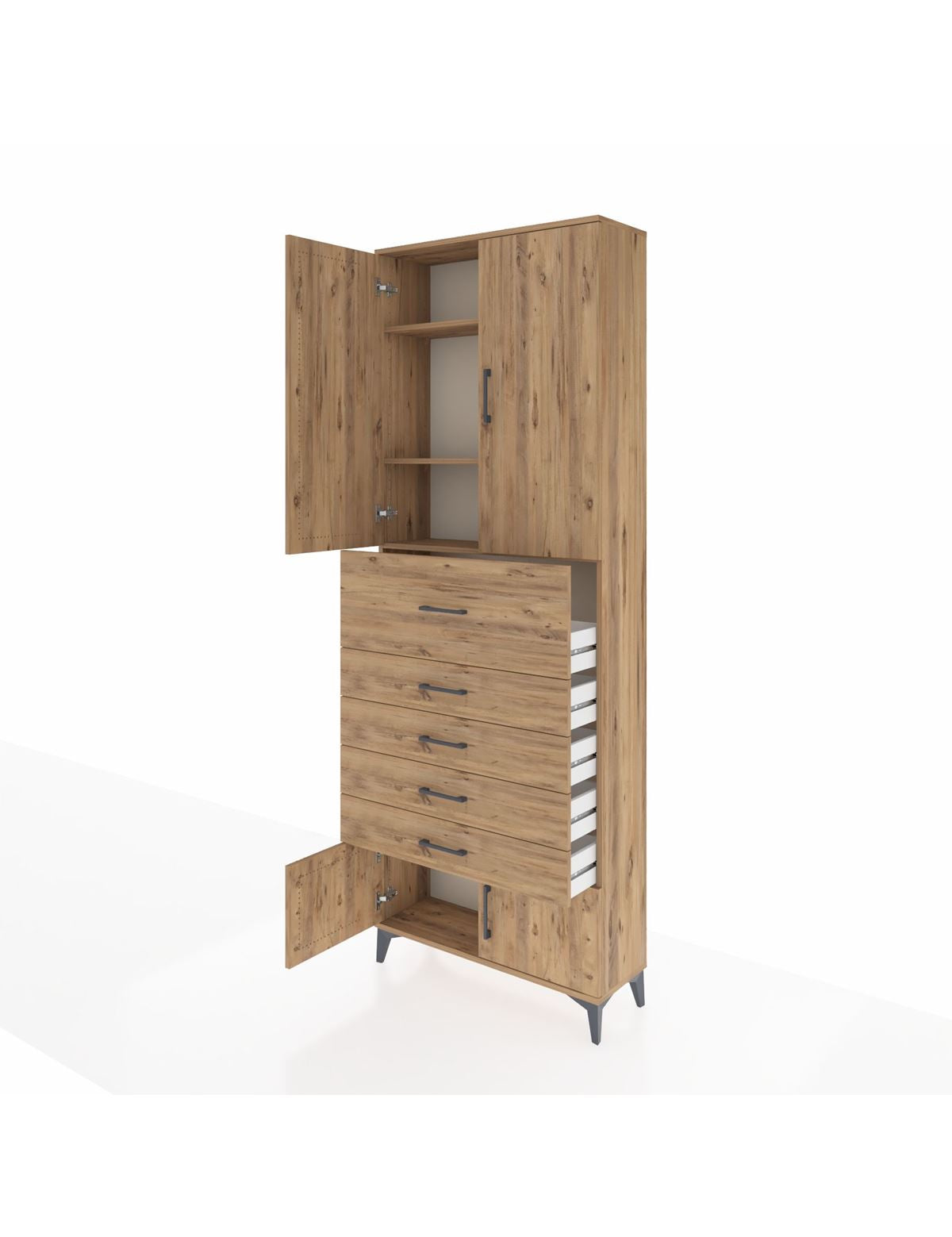 Arges Dolap 3 Raflı 5 Çekmeceli 4 Kapaklı 88x30x243 - S33M125V9A