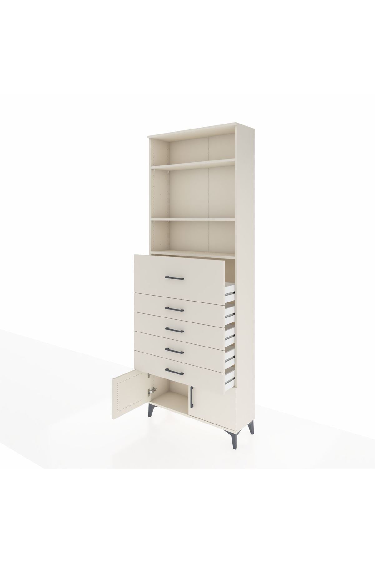 Arges Dolap 3 Raflı 5 Çekmeceli 2 Kapaklı 88x30x243 Aytaşı-Aytaşı