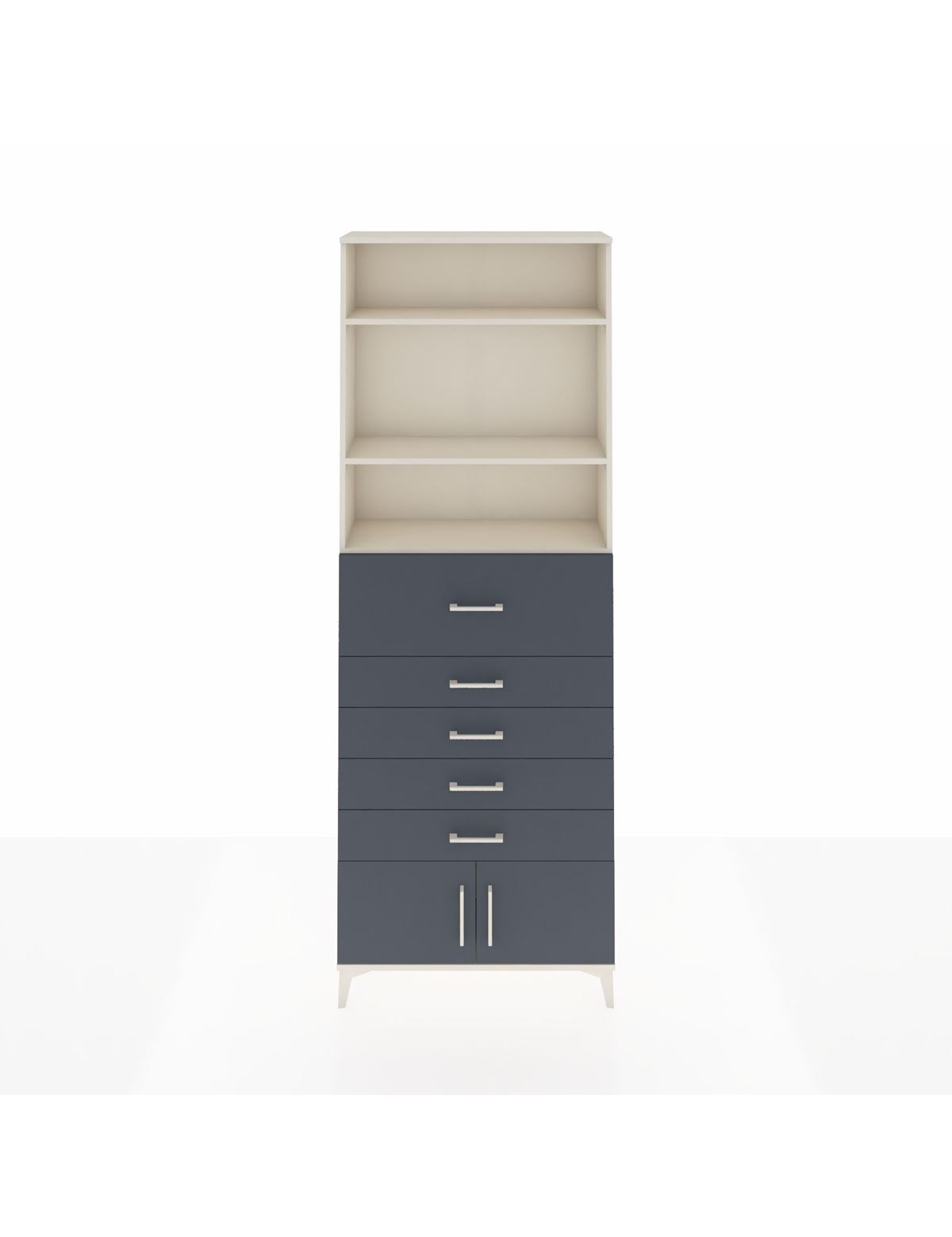 Arges Dolap 3 Raflı 5 Çekmeceli 2 Kapaklı 88x30x243 Aytaşı-Antrasit