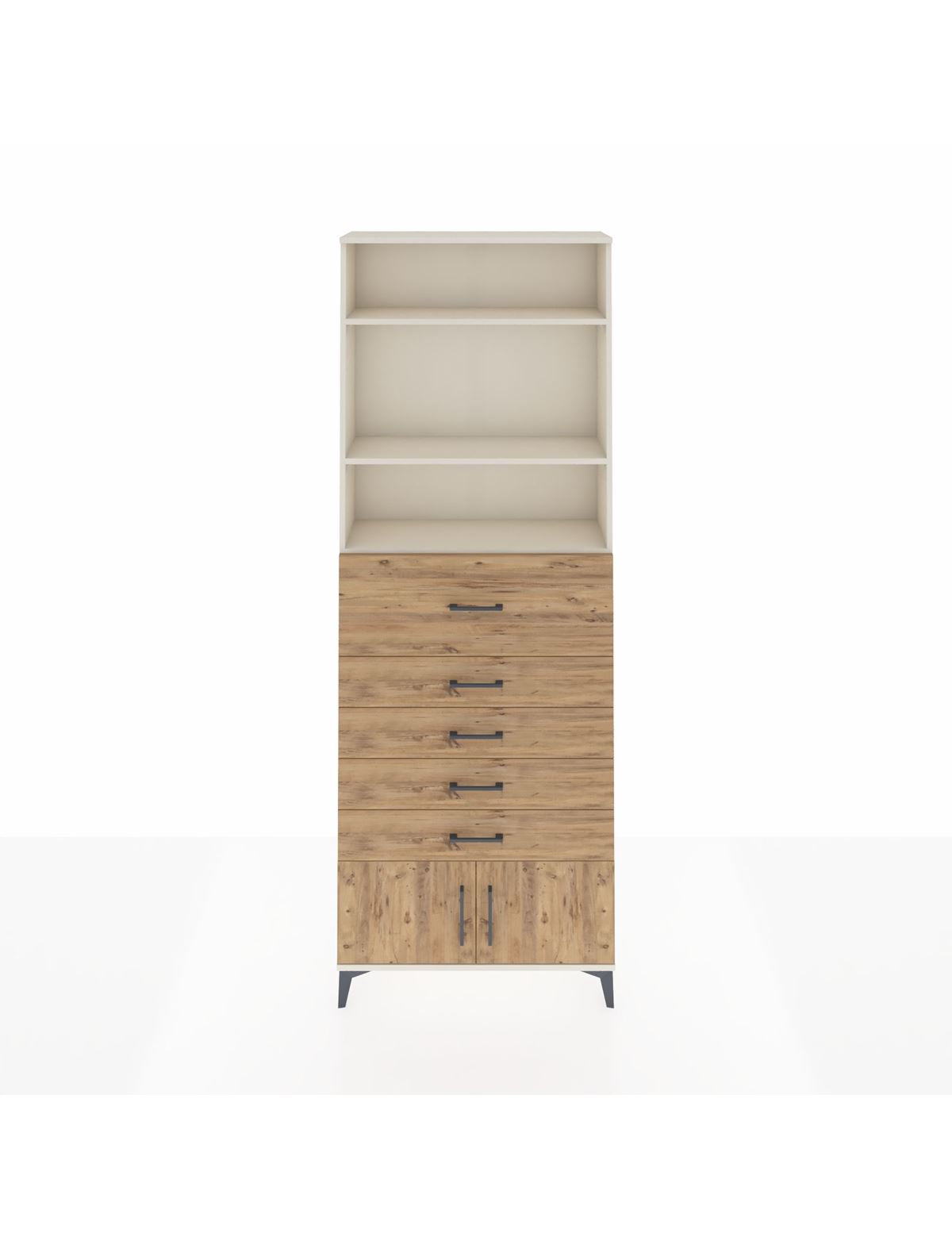 Arges Dolap 3 Raflı 5 Çekmeceli 2 Kapaklı 88x30x243 Aytaşı-Çam