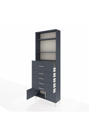 Arges Dolap 3 Raflı 5 Çekmeceli 2 Kapaklı 88x30x243 Antrasit-Antrasit