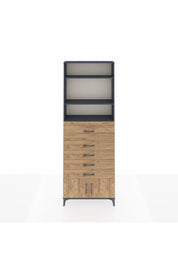 Arges Dolap 3 Raflı 5 Çekmeceli 2 Kapaklı 88x30x243 Antrasit-Çam