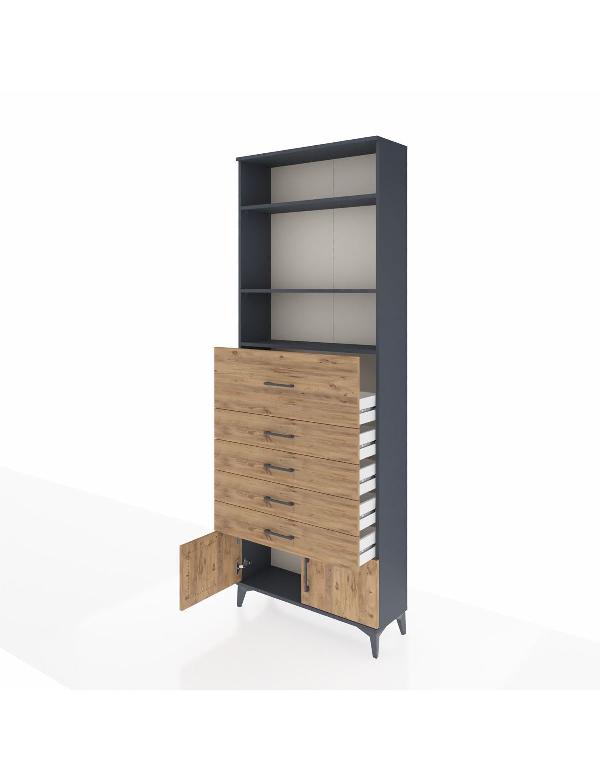 Arges Dolap 3 Raflı 5 Çekmeceli 2 Kapaklı 88x30x243 - S33M126V6A