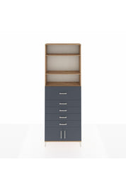 Arges Dolap 3 Raflı 5 Çekmeceli 2 Kapaklı 88x30x243 Çam-Antrasit