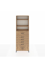 Arges Dolap 3 Raflı 5 Çekmeceli 2 Kapaklı 88x30x243 Çam-Çam