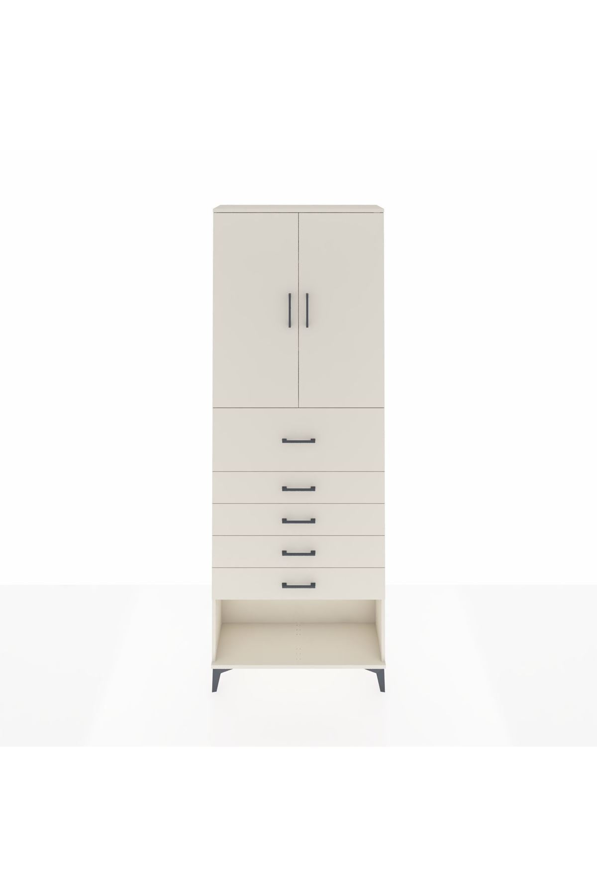 Arges Dolap 3 Raflı 5 Çekmeceli 2 Kapaklı 88x30x243 Aytaşı-Aytaşı