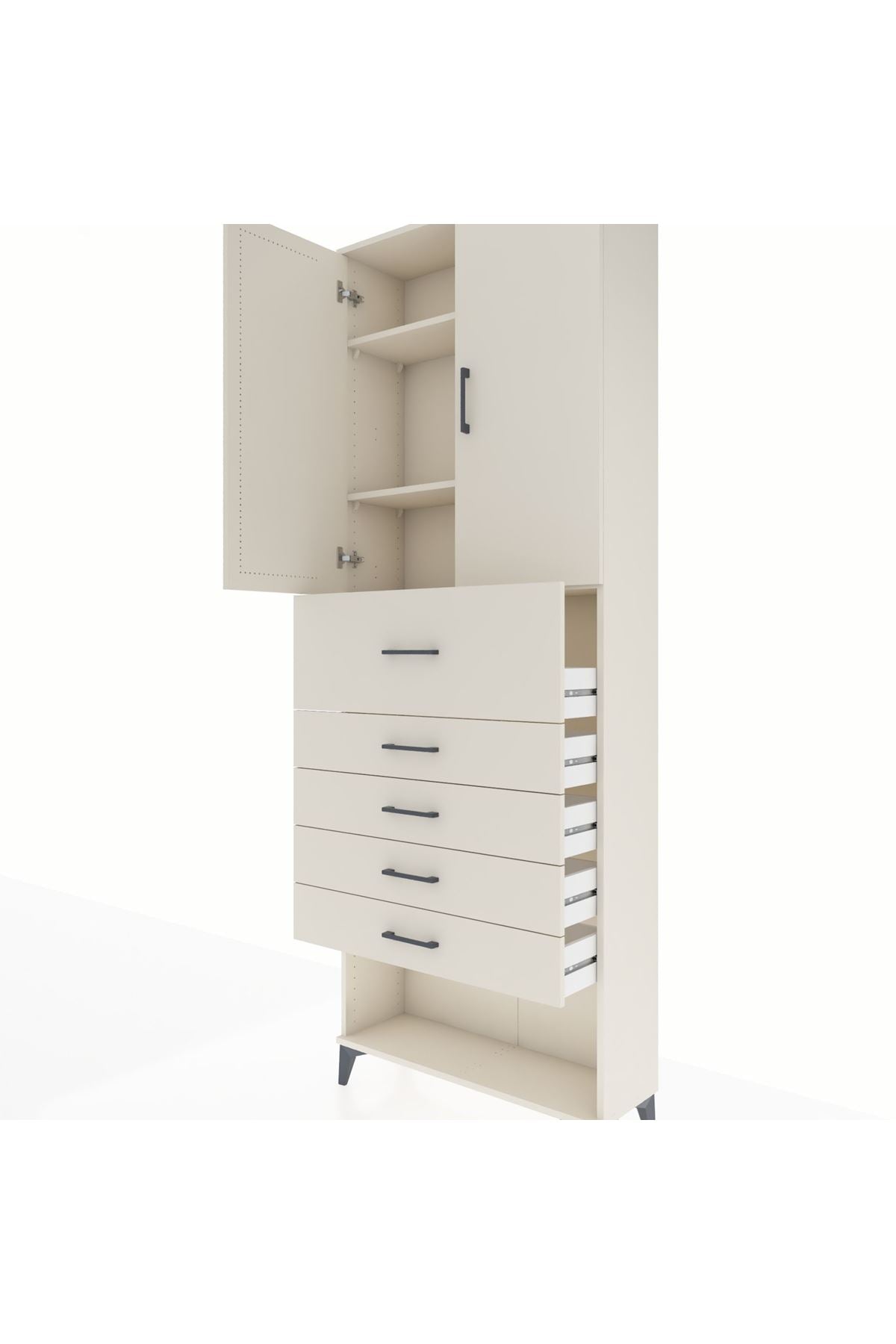 Arges Dolap 3 Raflı 5 Çekmeceli 2 Kapaklı 88x30x243 - S33M127V1A