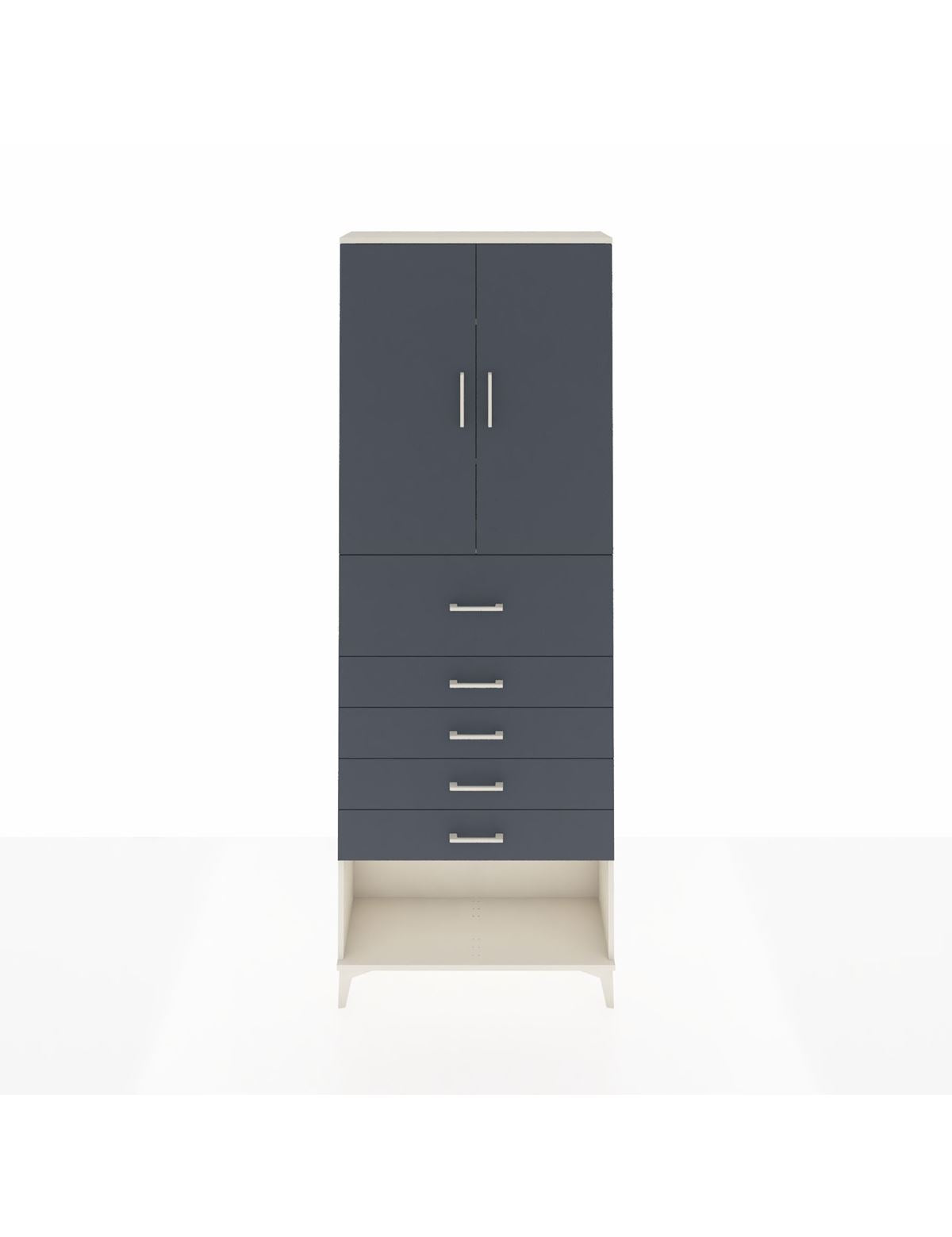 Arges Dolap 3 Raflı 5 Çekmeceli 2 Kapaklı 88x30x243 Aytaşı-Antrasit