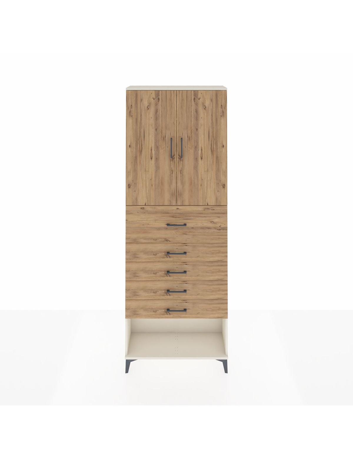 Arges Dolap 3 Raflı 5 Çekmeceli 2 Kapaklı 88x30x243 Aytaşı-Çam