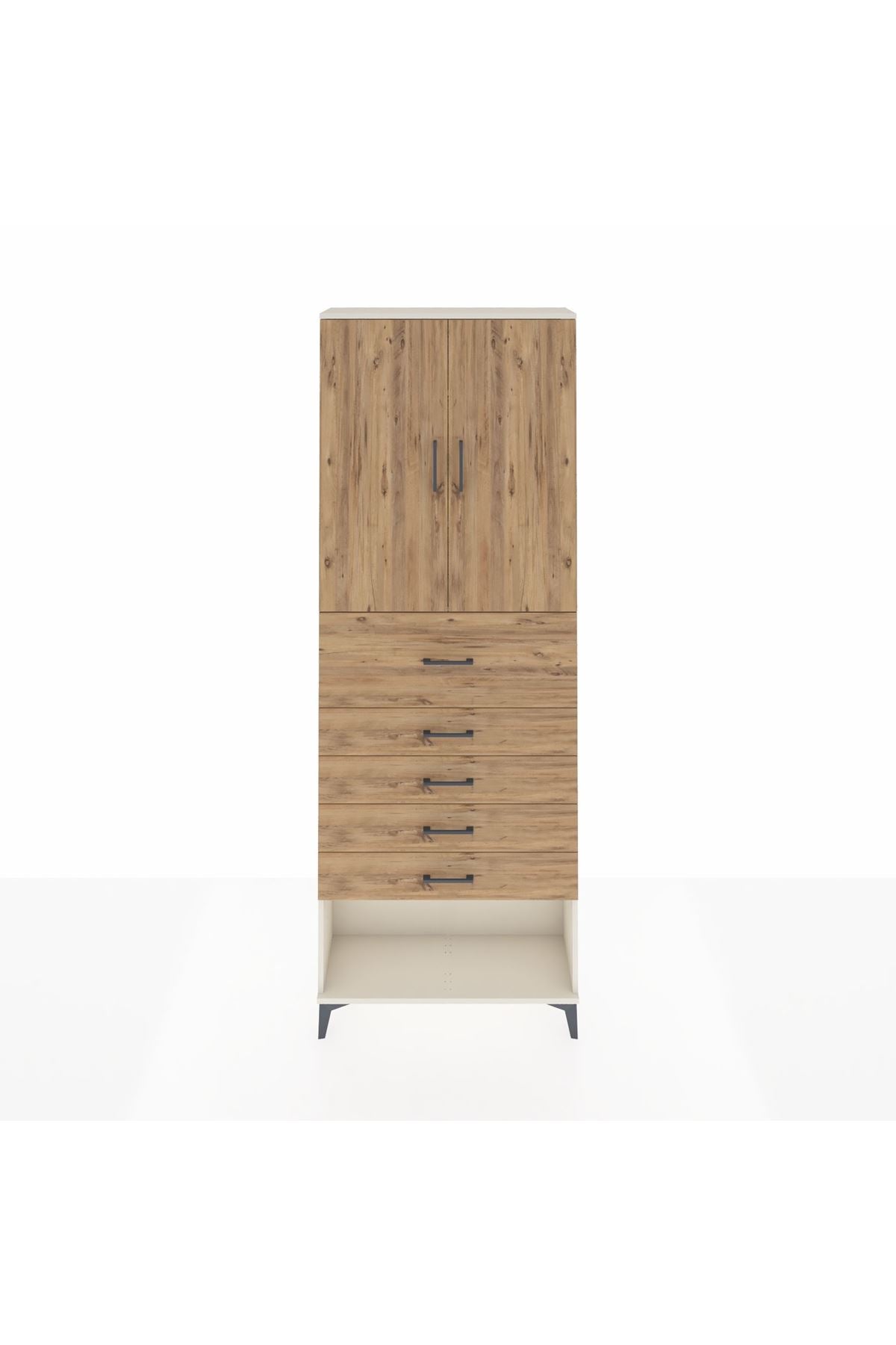 Arges Dolap 3 Raflı 5 Çekmeceli 2 Kapaklı 88x30x243 Aytaşı-Çam