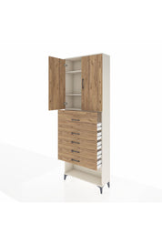 Arges Dolap 3 Raflı 5 Çekmeceli 2 Kapaklı 88x30x243 Aytaşı-Çam