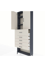 Arges Dolap 3 Raflı 5 Çekmeceli 2 Kapaklı 88x30x243 Antrasit-Aytaşı