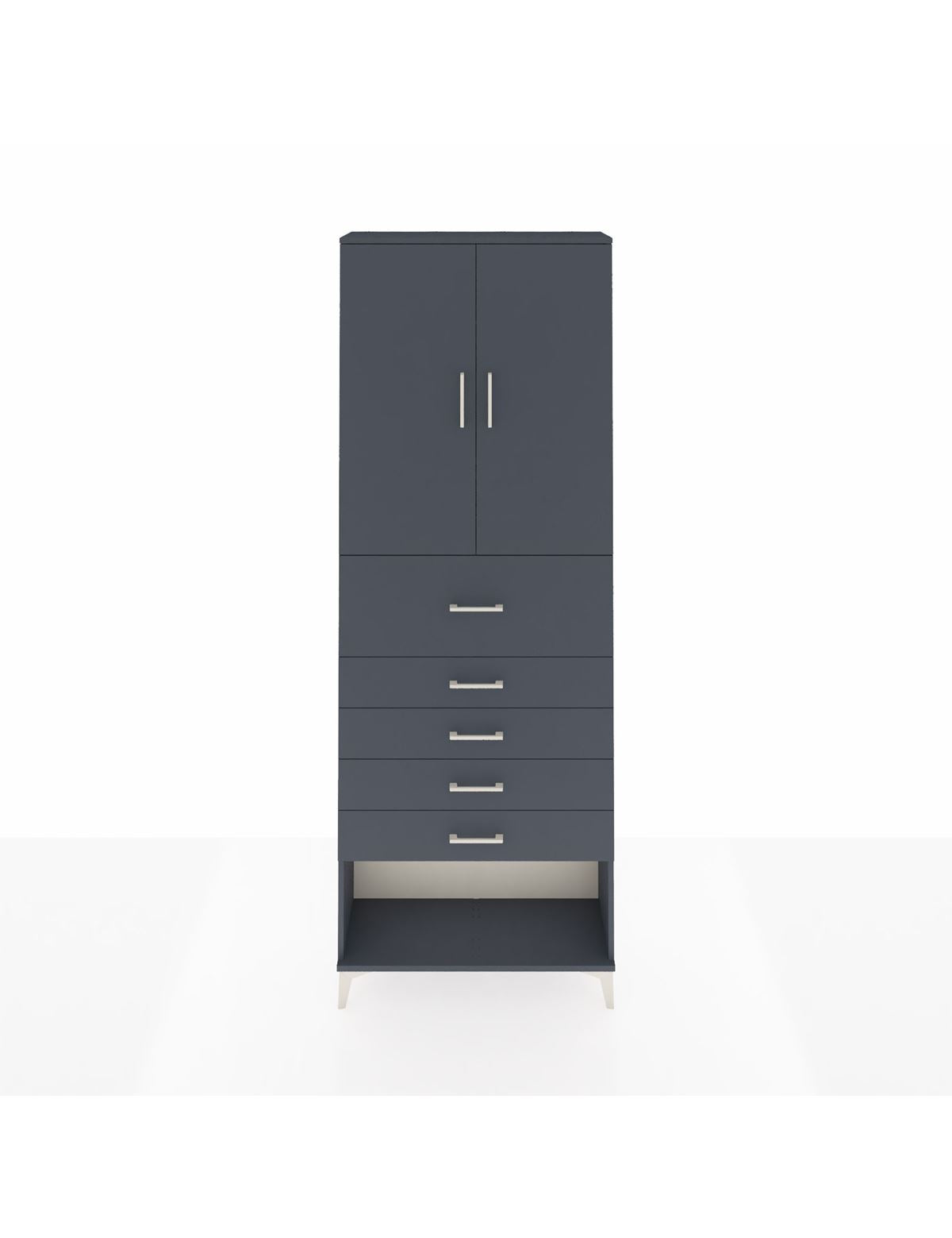 Arges Dolap 3 Raflı 5 Çekmeceli 2 Kapaklı 88x30x243 Antrasit-Antrasit