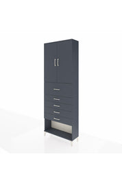 Arges Dolap 3 Raflı 5 Çekmeceli 2 Kapaklı 88x30x243 Antrasit-Antrasit