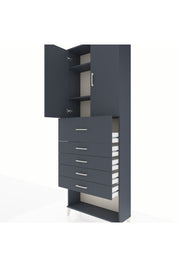 Arges Dolap 3 Raflı 5 Çekmeceli 2 Kapaklı 88x30x243 Antrasit-Antrasit