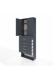 Arges Dolap 3 Raflı 5 Çekmeceli 2 Kapaklı 88x30x243 Antrasit-Antrasit