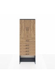 Arges Dolap 3 Raflı 5 Çekmeceli 2 Kapaklı 88x30x243 Antrasit-Çam