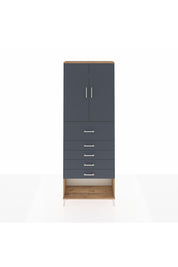 Arges Dolap 3 Raflı 5 Çekmeceli 2 Kapaklı 88x30x243 Çam-Antrasit