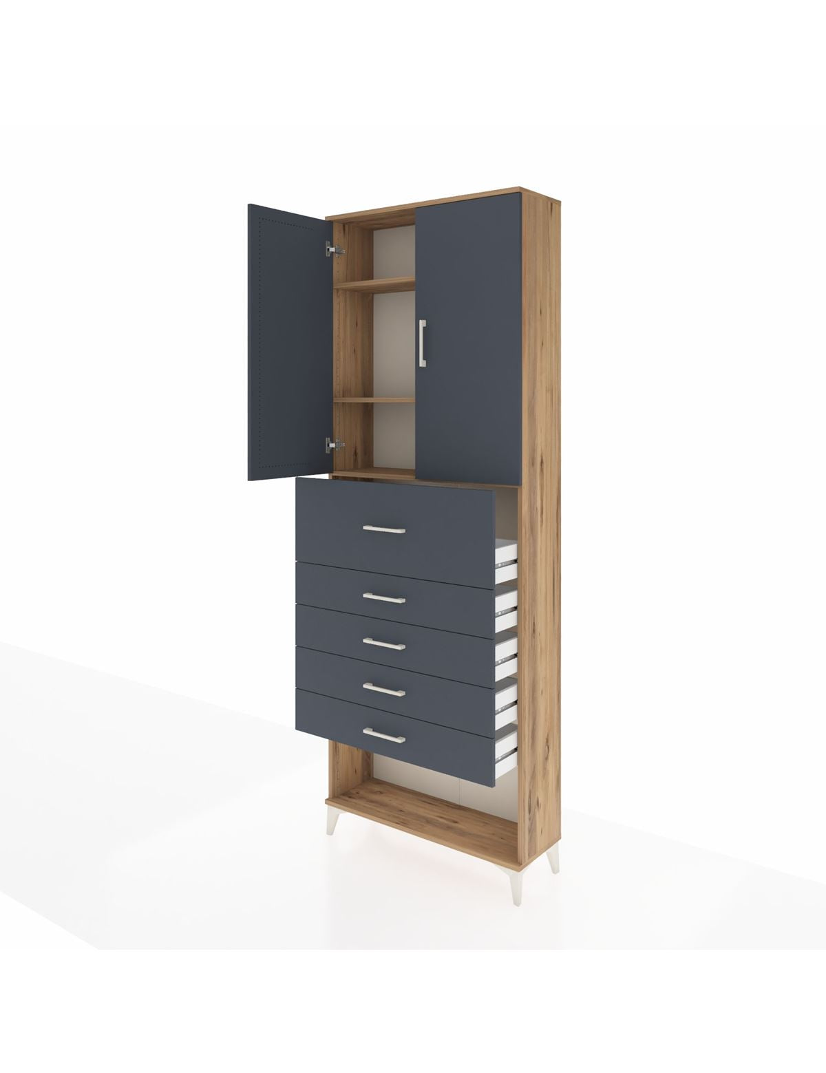 Arges Dolap 3 Raflı 5 Çekmeceli 2 Kapaklı 88x30x243 - S33M127V8A