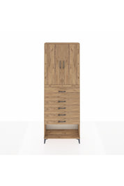 Arges Dolap 3 Raflı 5 Çekmeceli 2 Kapaklı 88x30x243 Çam-Çam
