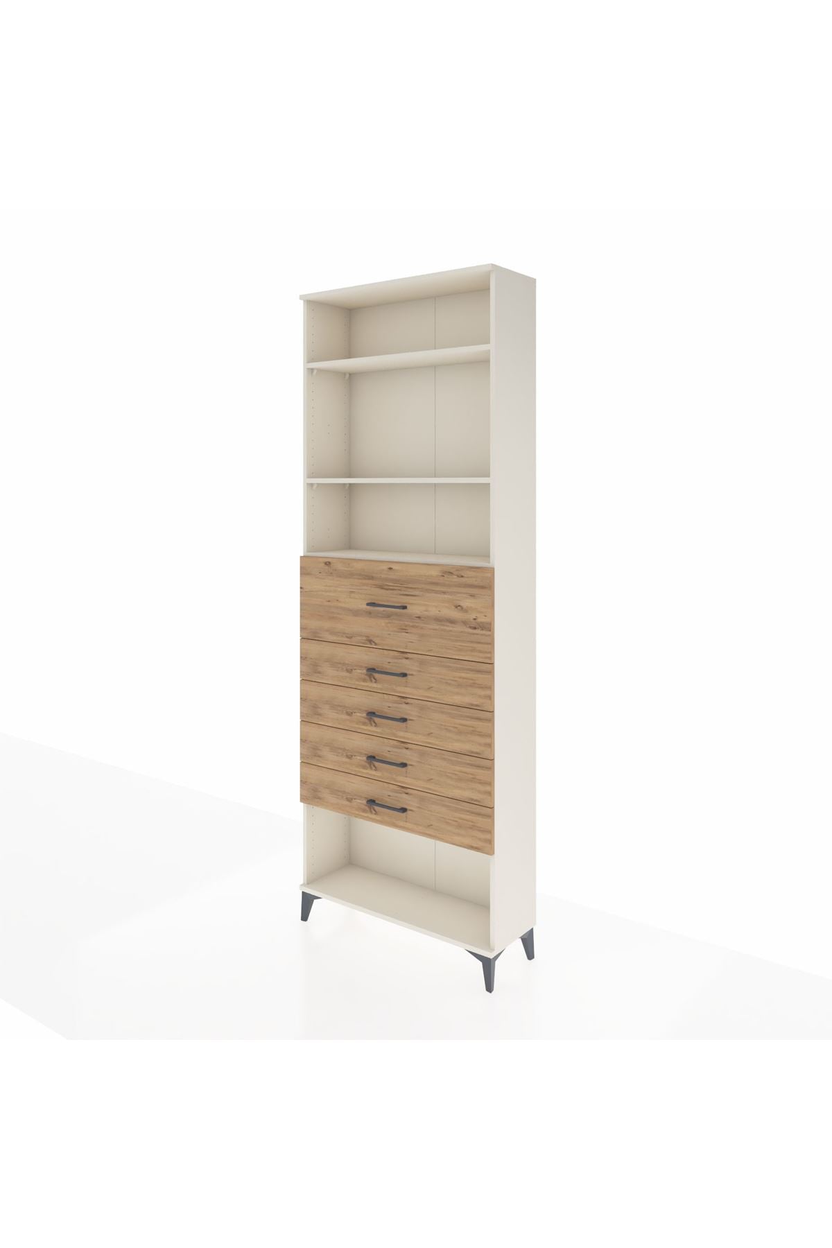 Arges Dolap 3 Raflı 5 Çekmeceli 88x30x243 Aytaşı-Çam