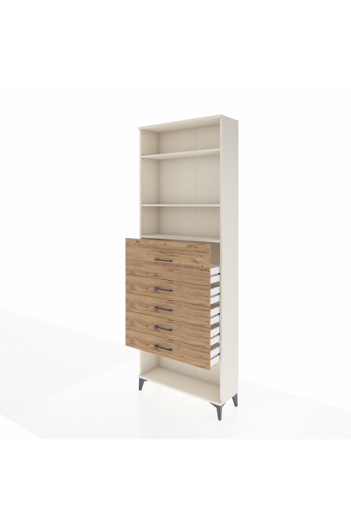 Arges Dolap 3 Raflı 5 Çekmeceli 88x30x243 Aytaşı-Çam