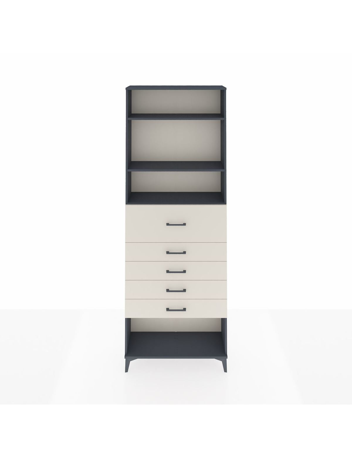 Arges Dolap 3 Raflı 5 Çekmeceli 88x30x243 Antrasit-Aytaşı