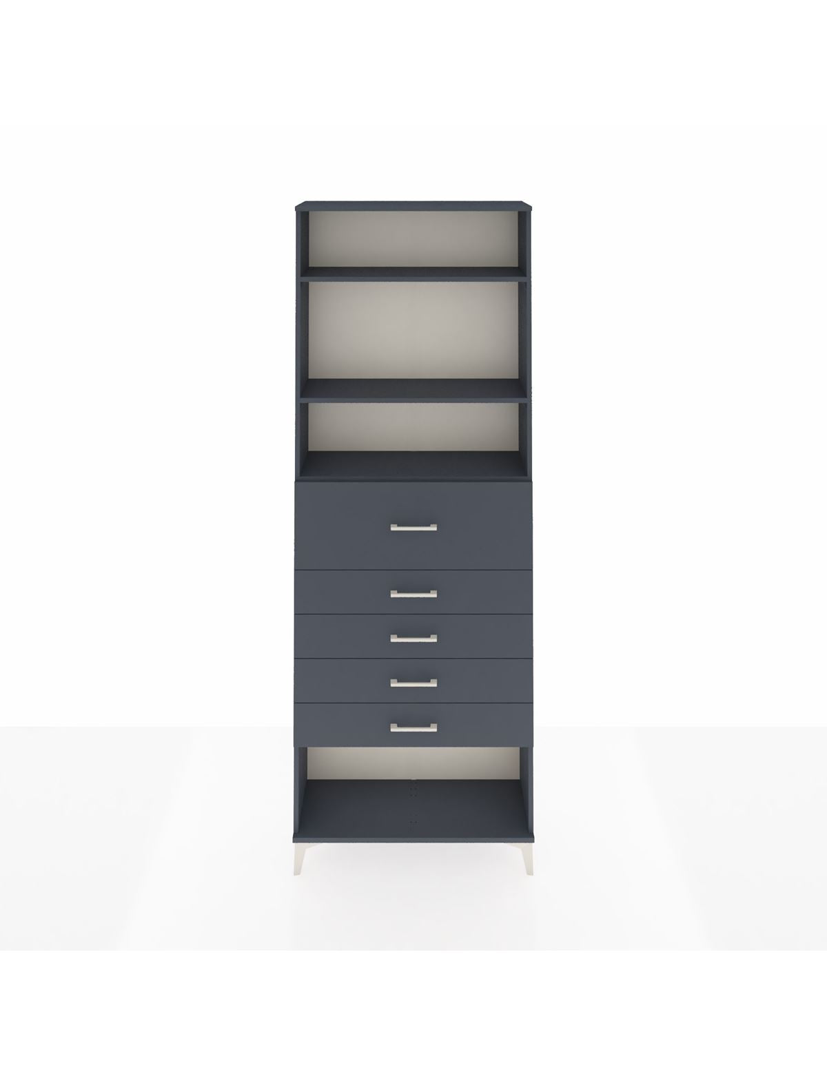 Arges Dolap 3 Raflı 5 Çekmeceli 88x30x243 Antrasit-Antrasit