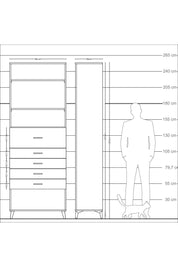 Arges Dolap 3 Raflı 5 Çekmeceli 88x30x243 Antrasit-Aytaşı