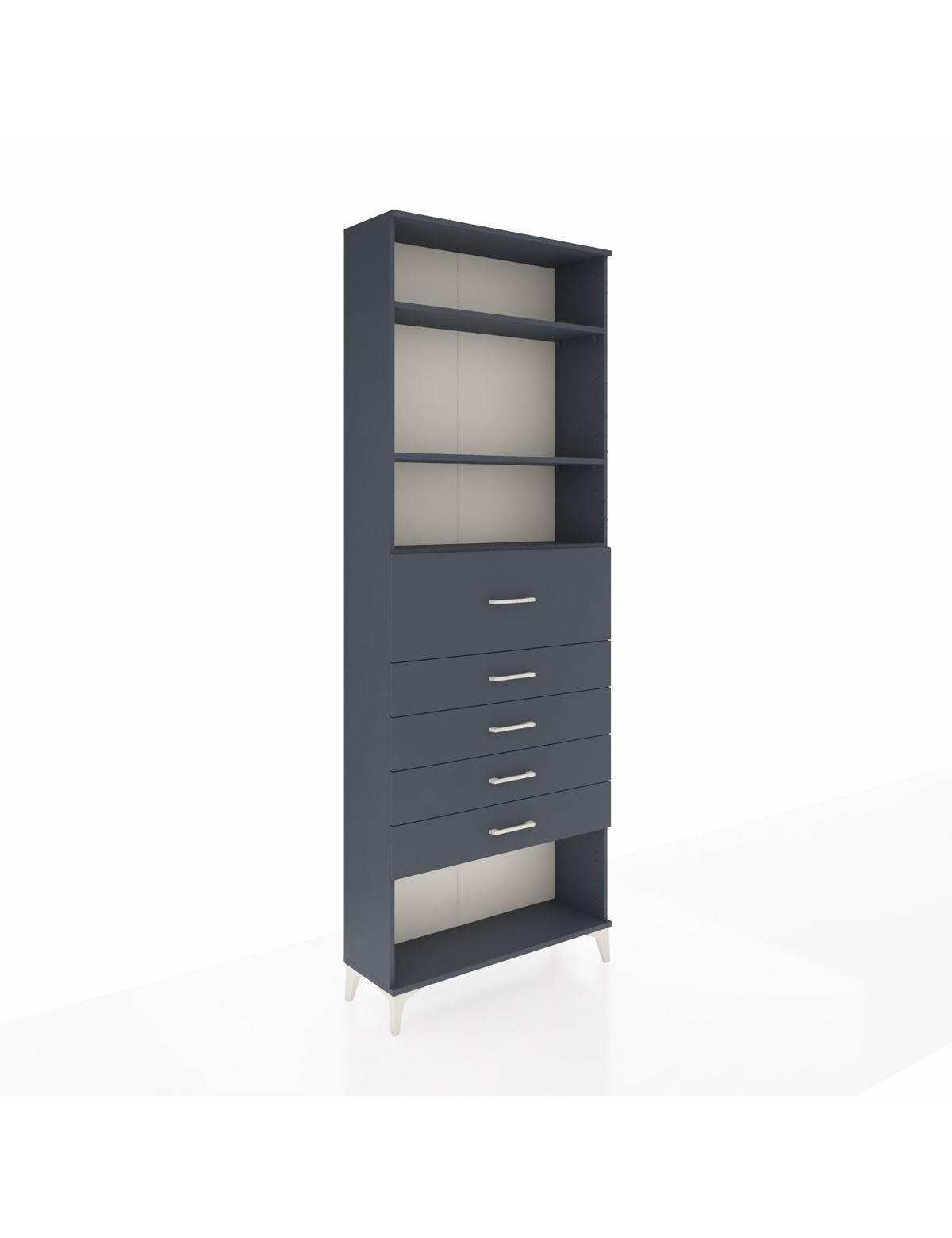 Arges Dolap 3 Raflı 5 Çekmeceli 88x30x243 Antrasit-Antrasit