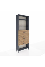 Arges Dolap 3 Raflı 5 Çekmeceli 88x30x243 Antrasit-Çam