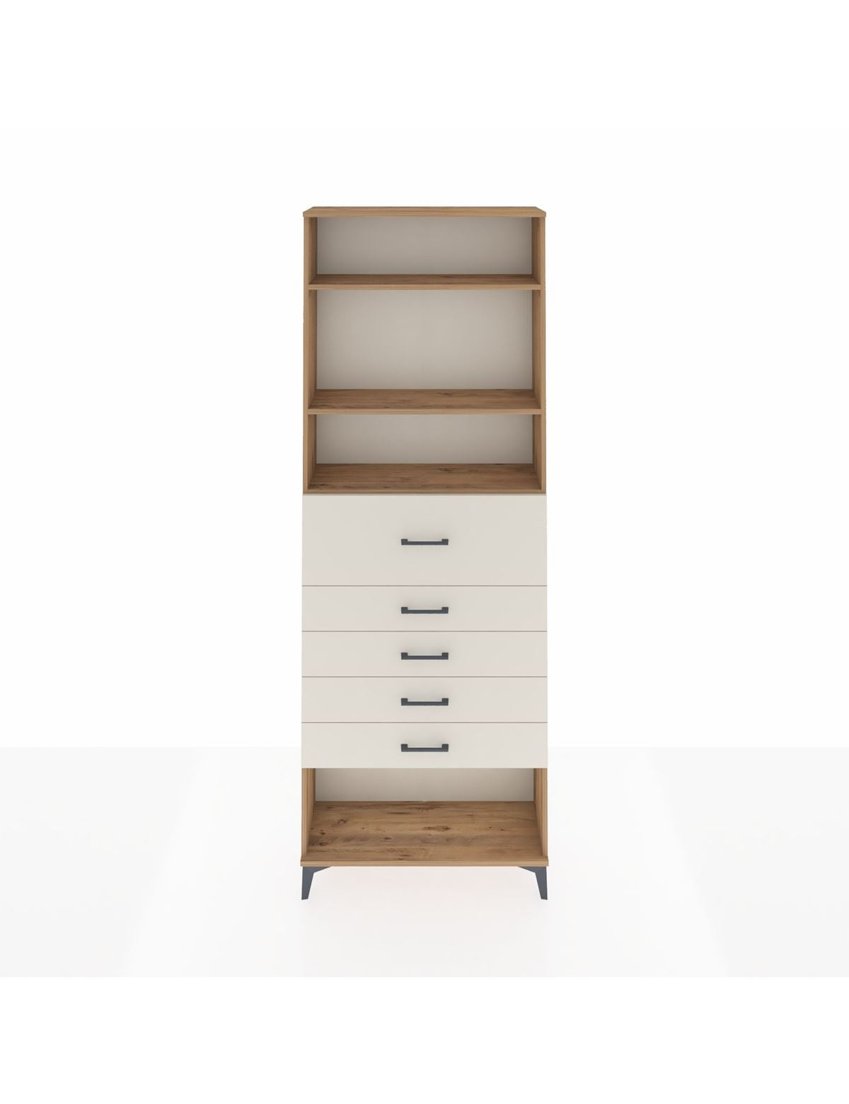 Arges Dolap 3 Raflı 5 Çekmeceli 88x30x243 Çam-Aytaşı