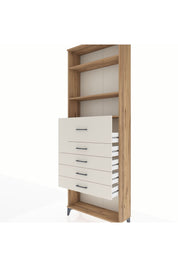 Arges Dolap 3 Raflı 5 Çekmeceli 88x30x243 Çam-Aytaşı